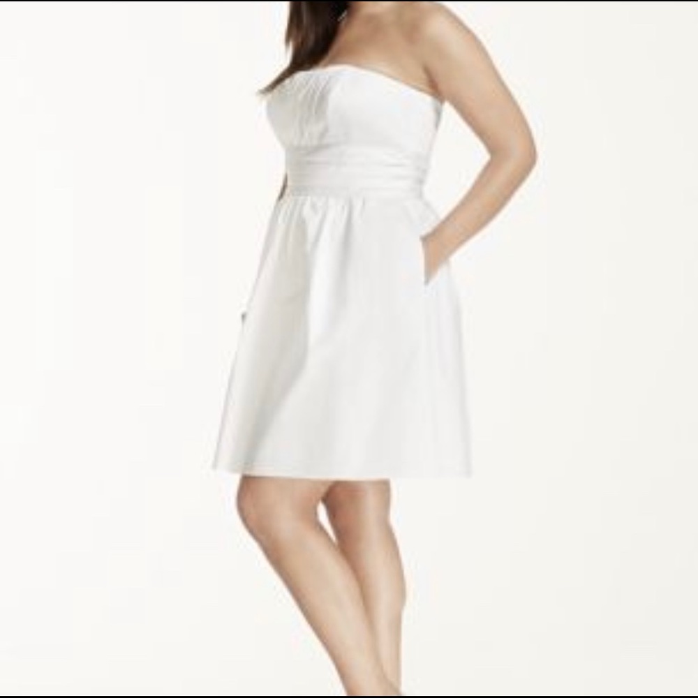 Strapless David’s Bridal Dress with Pockets